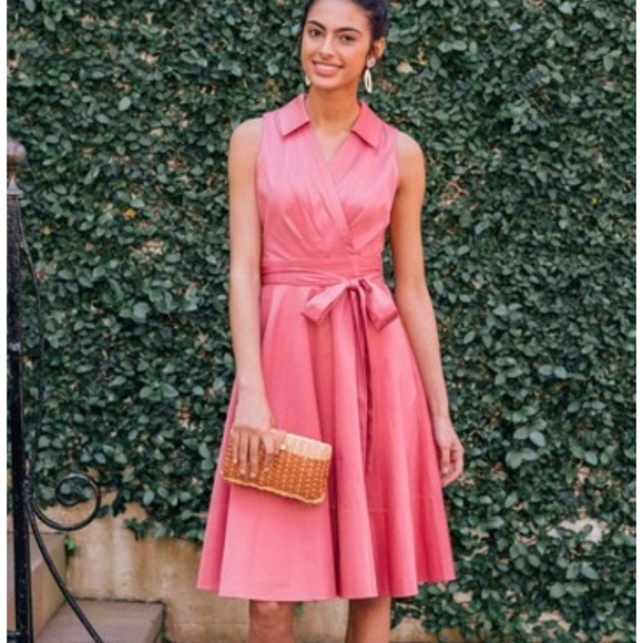 Gal Meets Glam Heather Wrap Fit & Flare Dress Pink 4 NWT - Picture 4 of 11